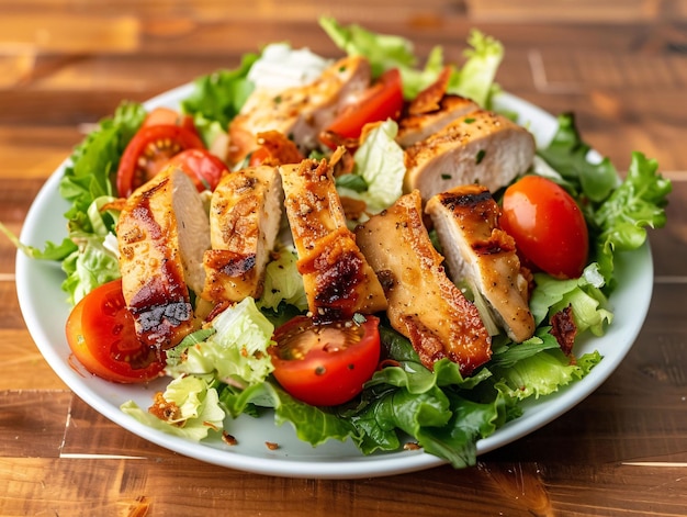 a plate of food with meat tomatoes and lettucePoster picture of salad for light weight loss meal