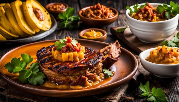 Photo a plate of tacacho con cecina