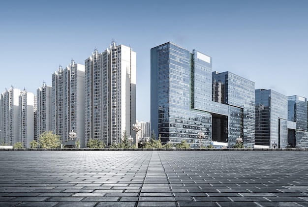 Photo plaza and modern skyscrapers, xiamen cbd, fujian