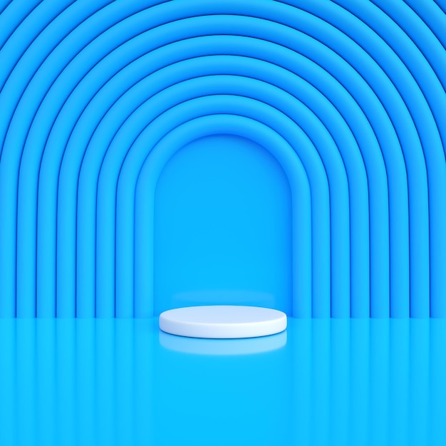 Podium on a blue background Abstract geometric minimalism 3D render illustration