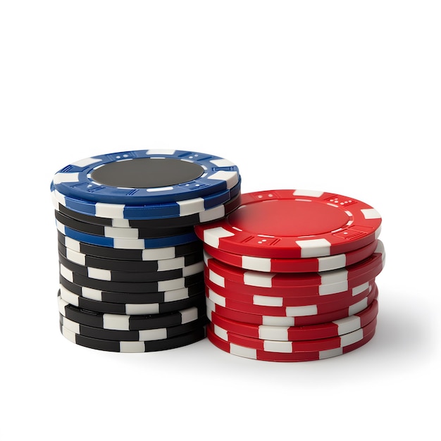 Photo poker chips isolated on white background minimalism