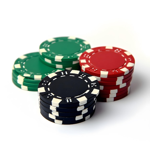 Photo poker chips isolated on white background minimalism