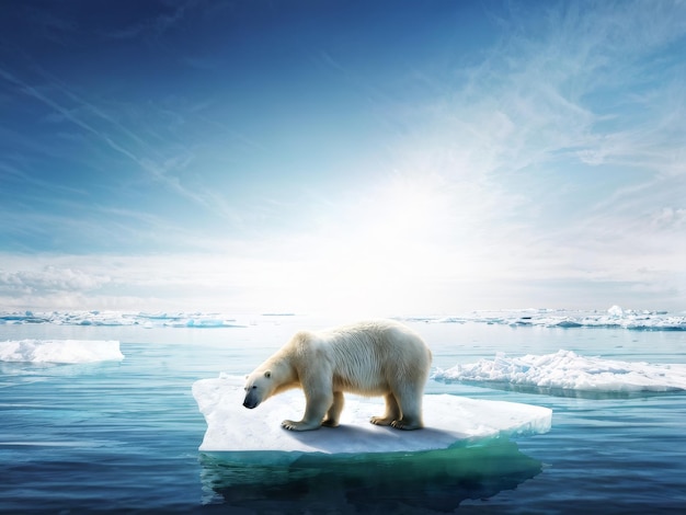 Photo polar bear on ice ice in north sea polar bear on ice ice in north sea