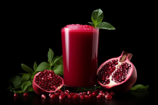 Pomegranate juice on isolated white background Pomegranate juice image photography