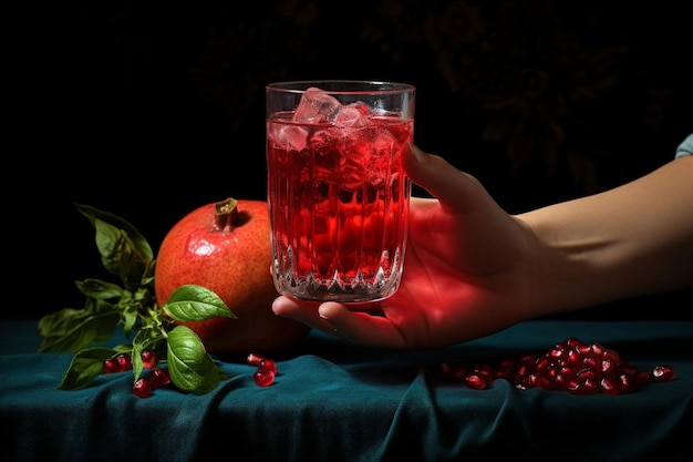 Pomegranate juice on isolated white background Pomegranate juice image photography