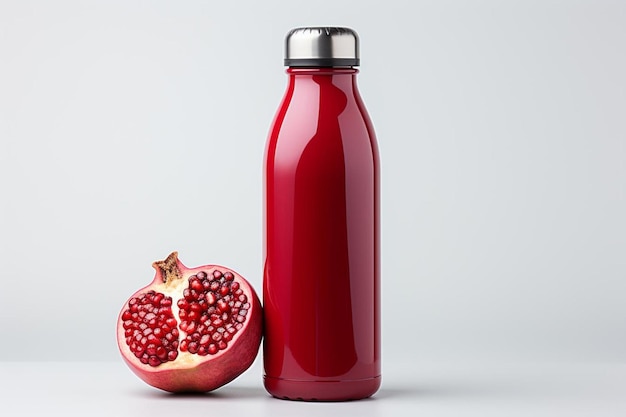 Pomegranate juice on isolated white background Pomegranate juice image photography