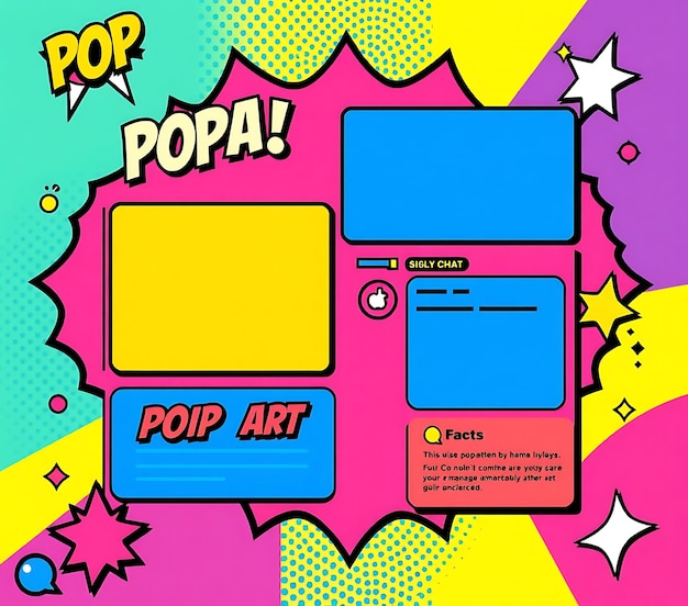 Photo pop art layout for a vibrant streamer with bright colors pop art elements and decorative elements l