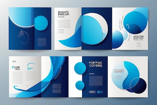 Photo portfolio geometric design vector set abstract blue liquid graphic gradient circle