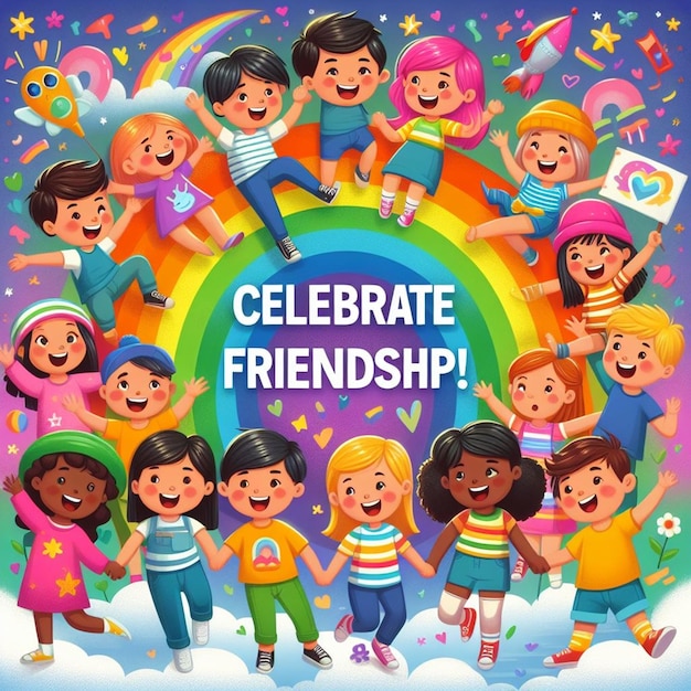 a poster for celebrate celebrate western christian holiday with a rainbow in the background