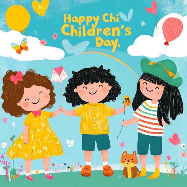 Photo a poster for happy children with the words happy children