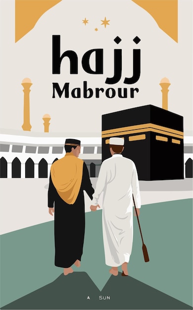 Photo a poster for the holy mosque with a man and woman holding hands