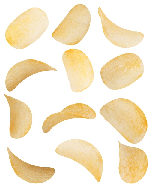 Photo potato chips close-up isolated on a white background