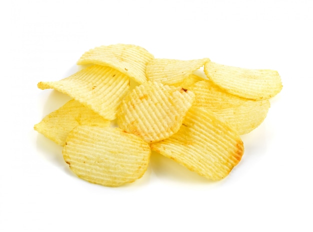 Photo potato chips isolated on white