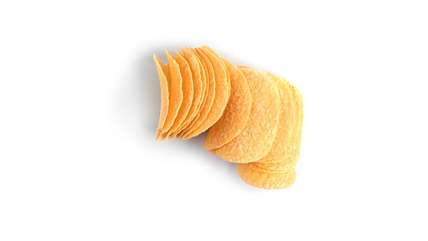 Photo potato chips on white