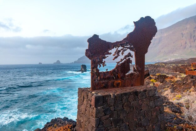 Precious sculpture in the natural pools of La Maceta in El Hierro en la Frontera Canary Islands