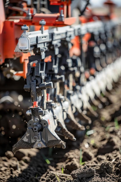 Photo precision notill seed drill equipment in action on agricultural field