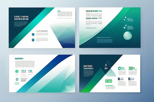 Photo presentation and slide layout template design blue and green gradient geometric background