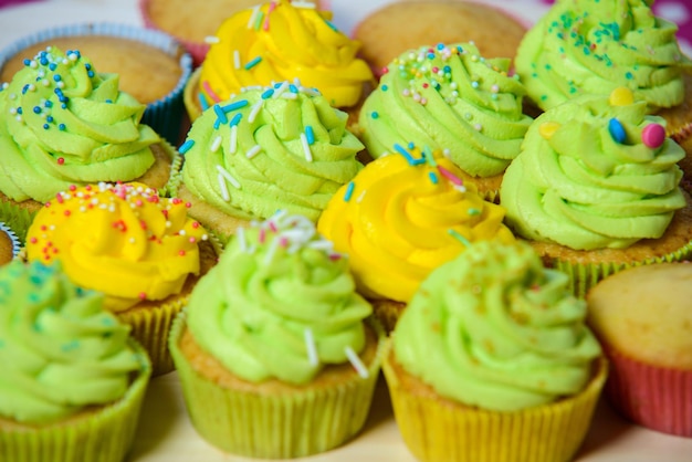 Pretty cupcakes with white cream