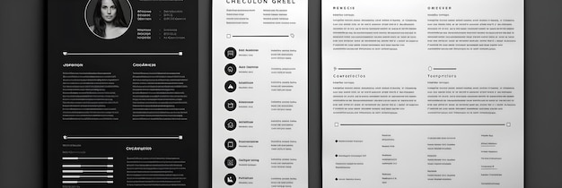 Photo professional black and white curriculum vitae template designed for a modern job application