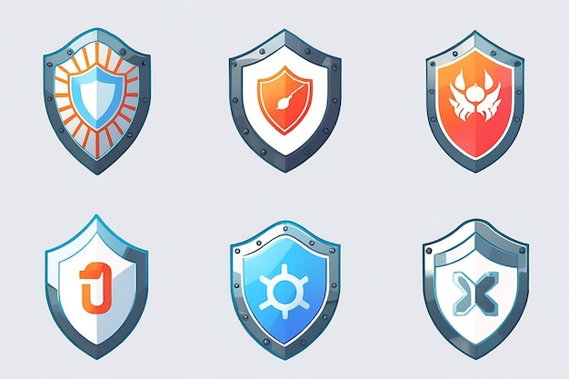 Photo protection shield security icons