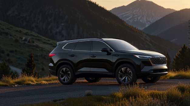 Photo a pure black electric suv set