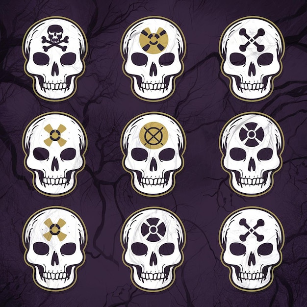 Photo a purple background with skulls and the words quot skull quot on it