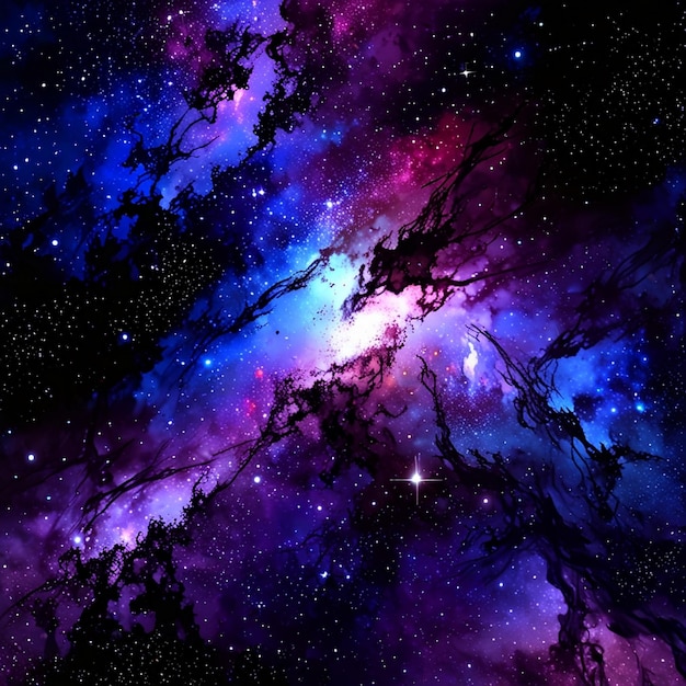 Photo a purple nebula with a tree in the middle of it