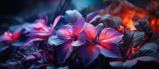 Purple and red flower in the garden with bokeh background