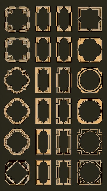 Photo quotvector set of art deco frames and abstract geometric bordersquot