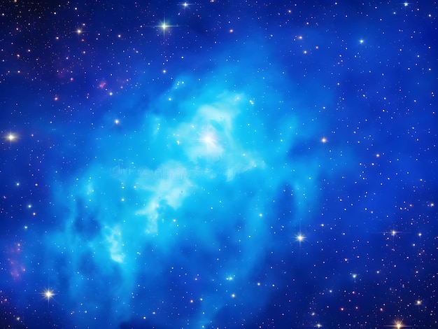 Radiant Blue Nebula and Stars in a Luminous Cosmic Glow Background