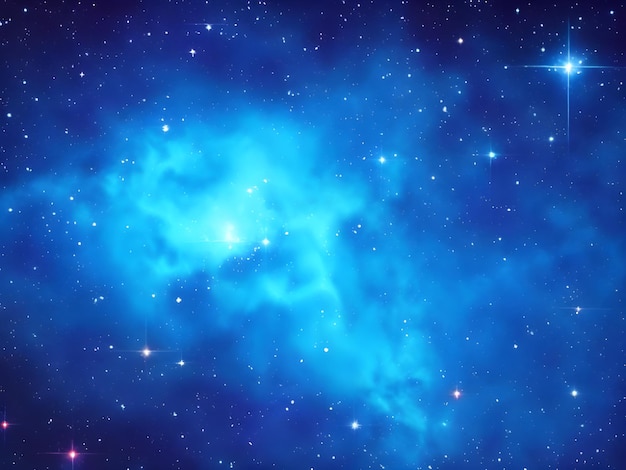 Radiant Blue Nebula and Stars in a Luminous Cosmic Glow Background