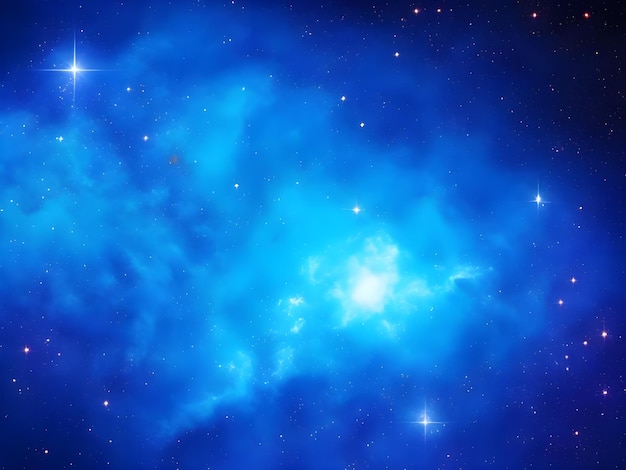 Photo radiant blue nebula and stars in a luminous cosmic glow background