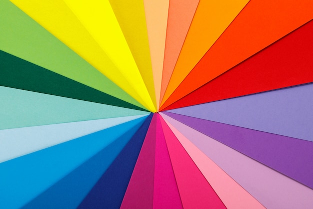 Rainbow color palette. Sheets of different colored paper