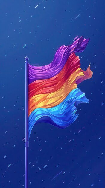 rainbow flag waving in the wind