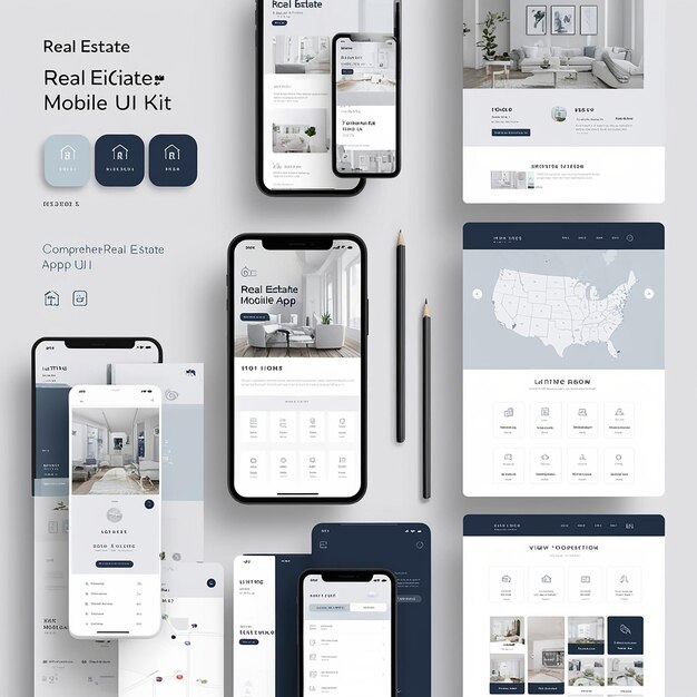 Photo real estate mobile app ui kit