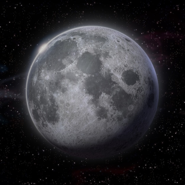 Photo realistic image of the moon with great detail detailed view of the craters on the moon and the milk