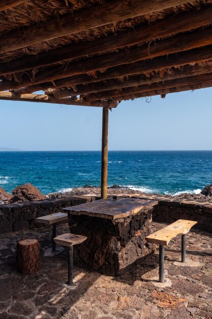 Recreational area for barbecues at the Orchilla Pier on the southwest coast of El Hierro Canary Islands