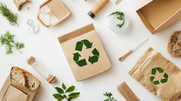 Photo recyclable packaging and sustainable products for zero waste lifestyle