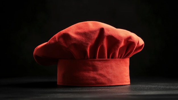 A red chef39s hat on a dark surface symbolizing culinary art and cooking