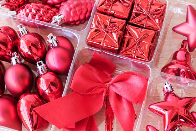 red decoration set for christmas