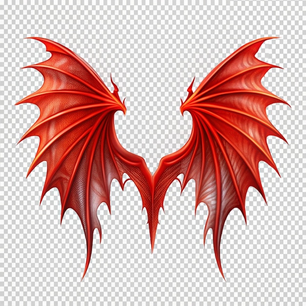 Photo red dragon wings isolated on transparent background