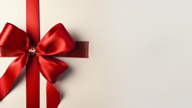 Red gift ribbon and bow isolated on white background