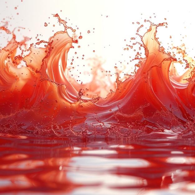 Photo red lava water wave splash on clean white plain background red water liquid splash isolated