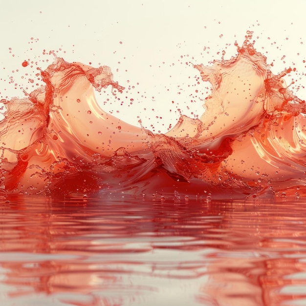 Photo red lava water wave splash on clean white plain background red water liquid splash isolated