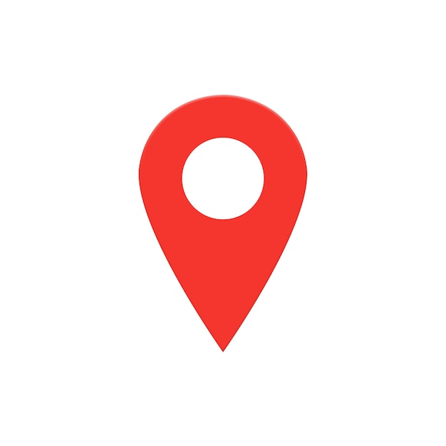 Photo red map pointer icon location symbol flat design style