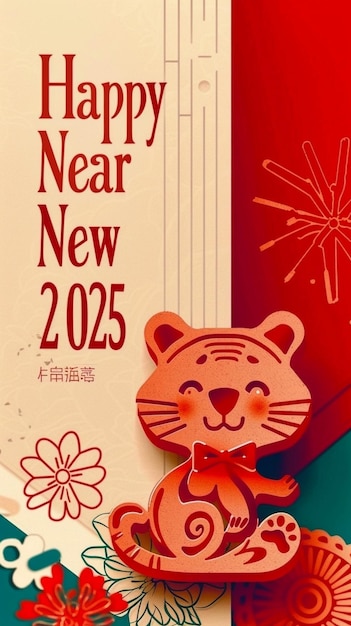 Photo red poster about new year chinese translation happy new year