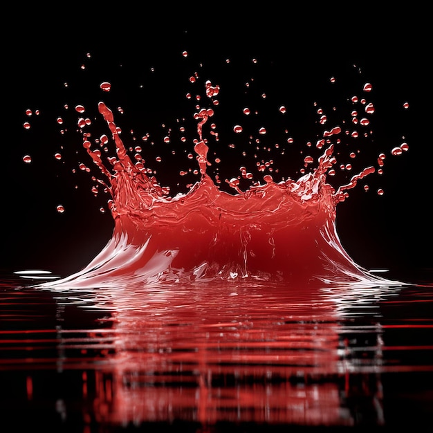 Photo a red splash of water with the word splashing on it