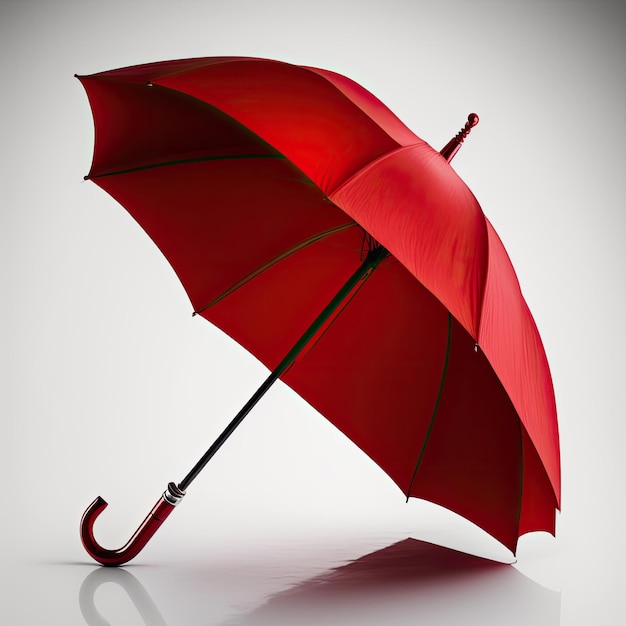 A red umbrella with a handle that says " i love rain " on it.