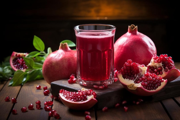 Refreshing Pomegranate Juice on a Wooden Table Pomegranate juice image photography