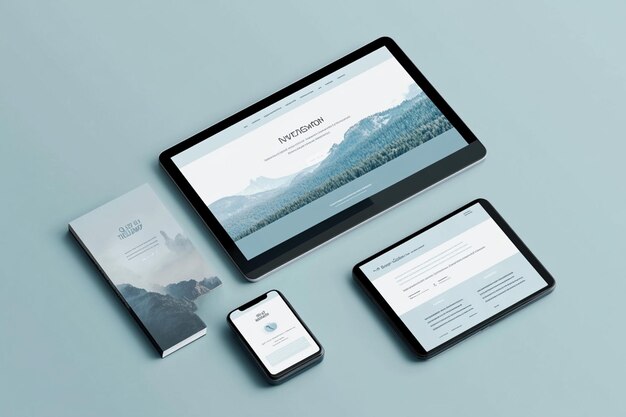 Photo responsive website mockup on devices